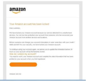 Beware fake "place a hold" or "account locked" Amazon emails