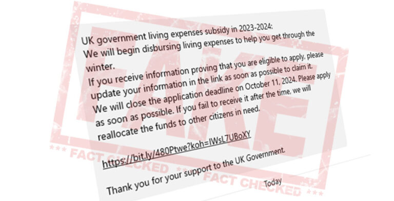 Beware UK Government “winter Living Payments” scam text messages